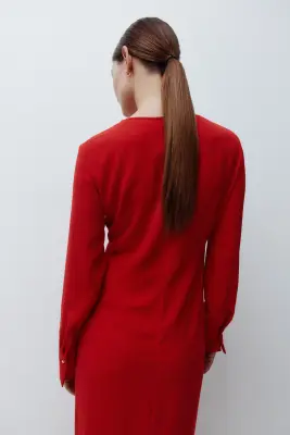 MAMA Robe à effet drapé - Rouge — photo 3