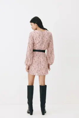 Robe froissée avec boutons - Rose/fleuri — photo 2
