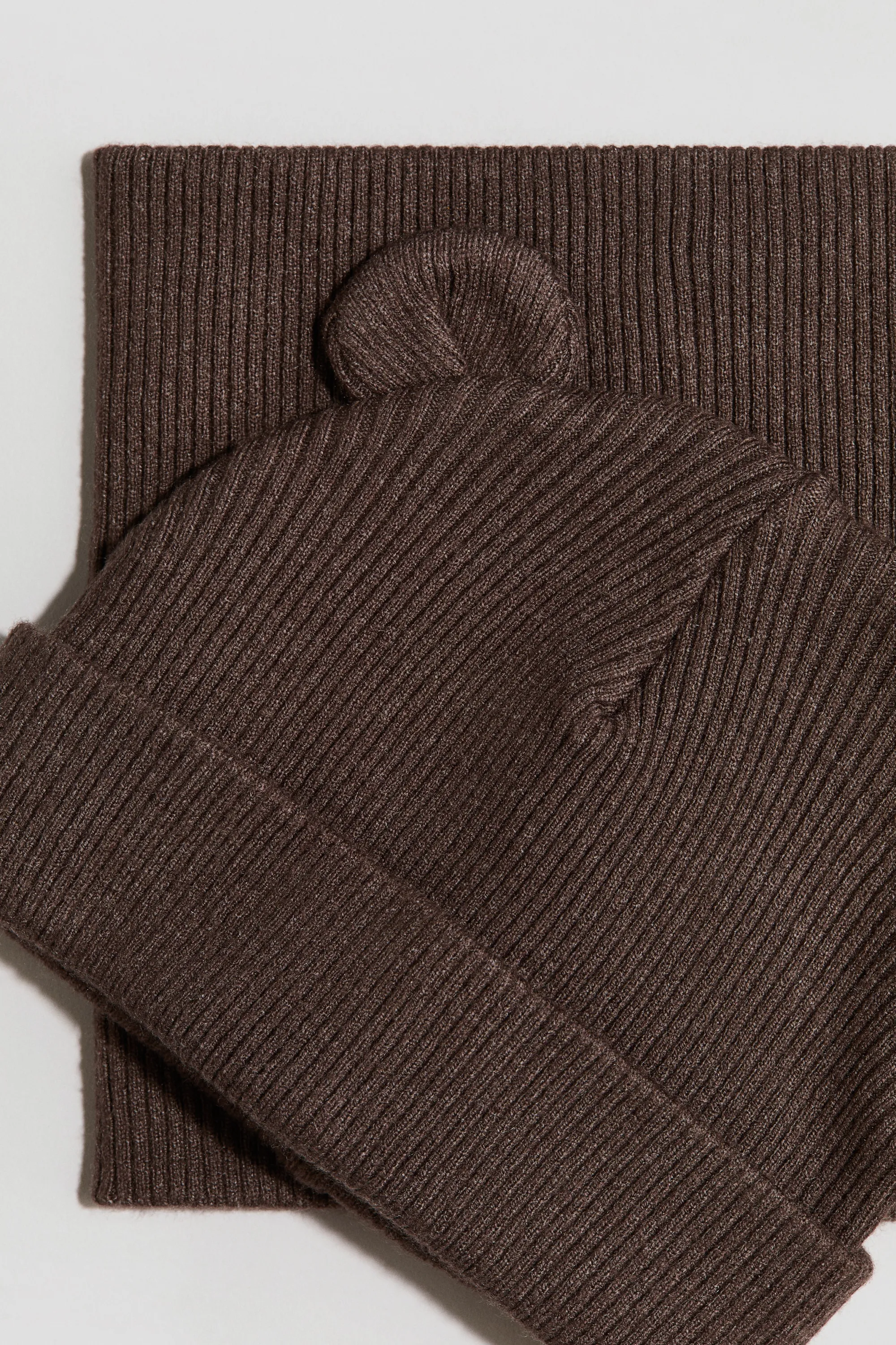 Ensemble 2 pièces bonnet et écharpe - Marron