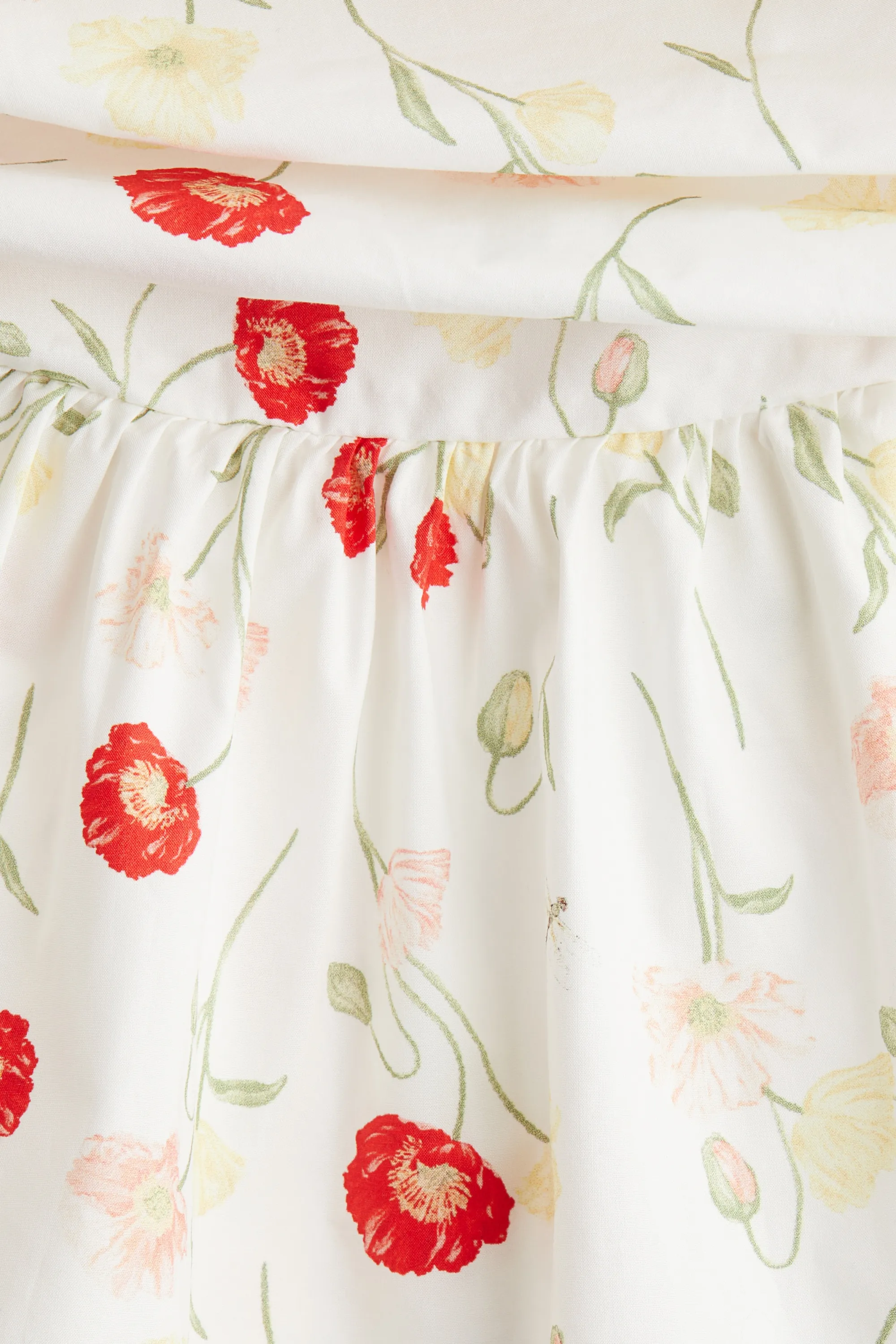 Robe épaules dénudées à effet drapé - Blanc/fleuri