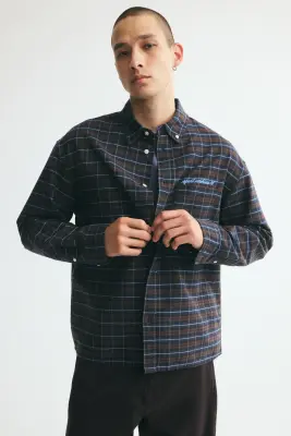 Chemise Oxford Relaxed Fit - Marron/carreaux — photo 3