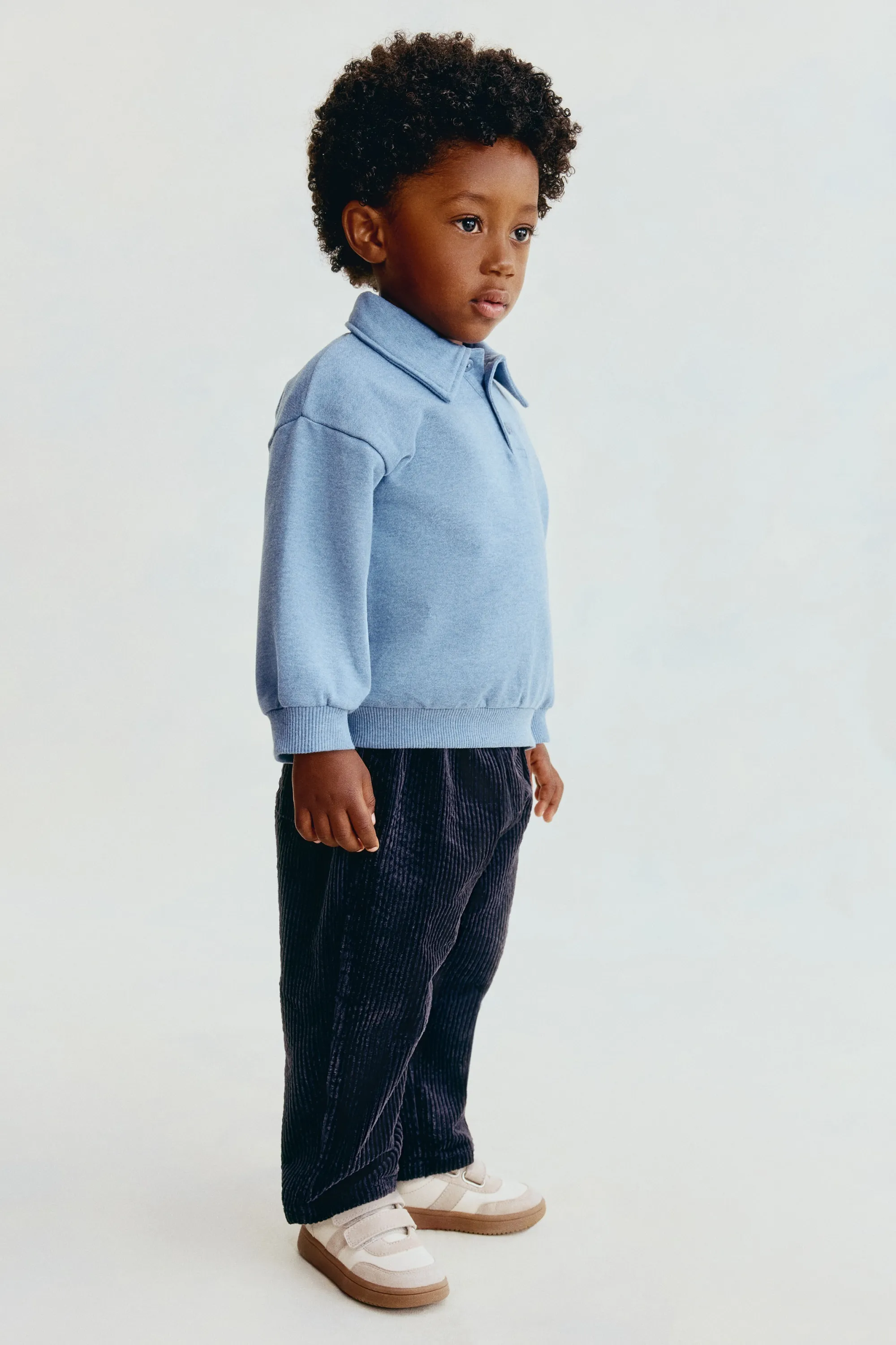 Pantalon en velours de coton côtelé - Bleu marine
