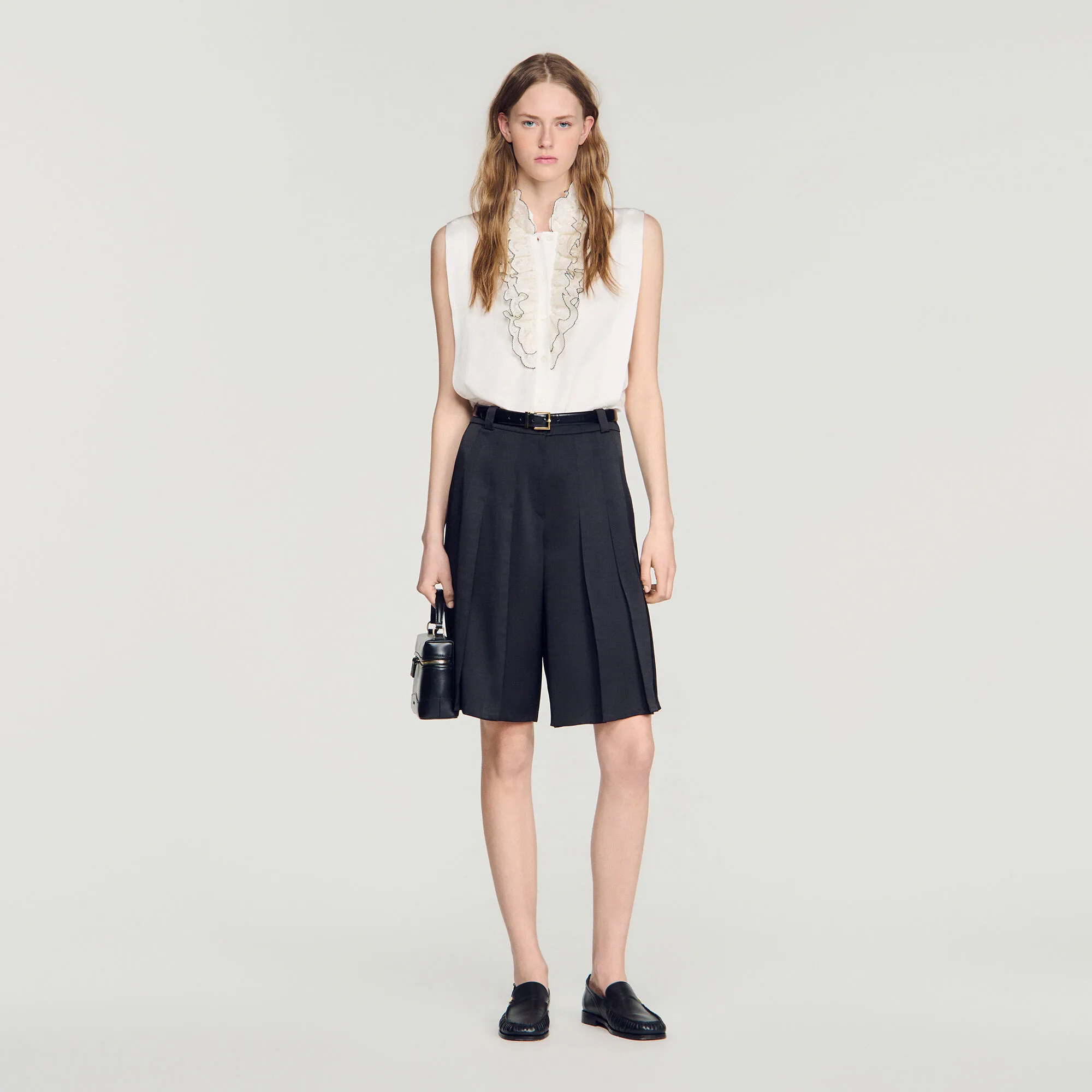 Short long taille haute à plis
