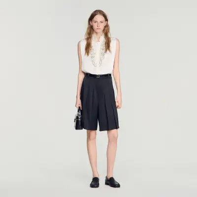 Short long taille haute à plis