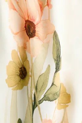 Pantalon en viscose avec cordon de serrage - Crème/fleuri — photo 5