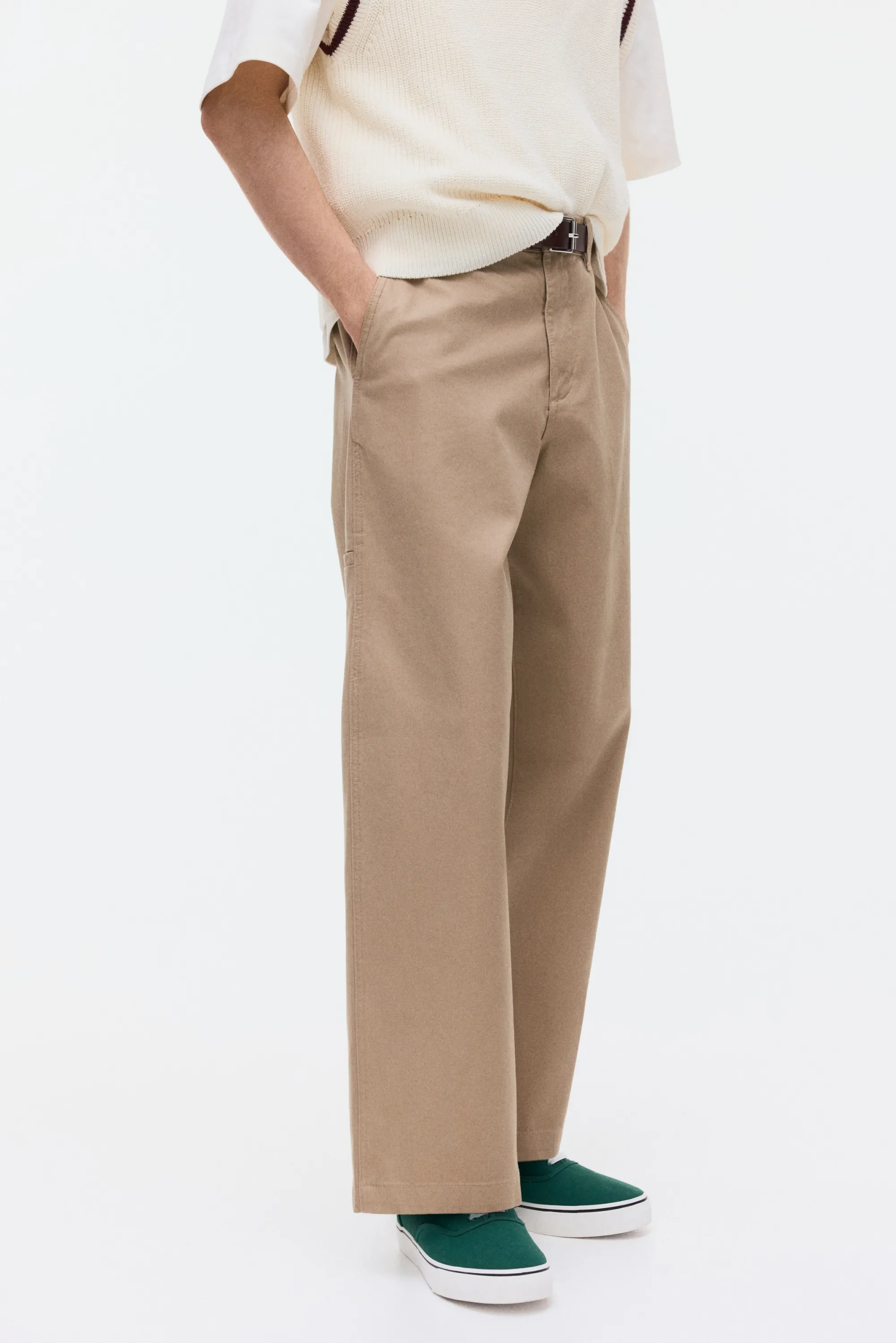 Chino Loose Fit en coton - Beige