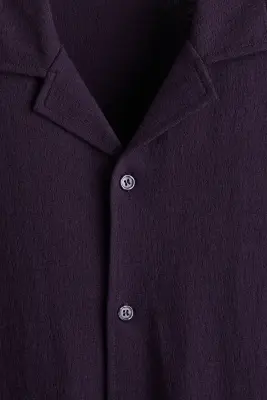Chemise Regular Fit avec col cubain - Violet foncé — photo 5
