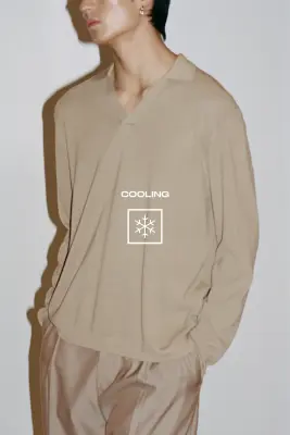 Polo en maille Cooling Regular Fit - Beige — photo 3