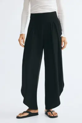 Pantalon plissé à jambes larges - Noir — photo 1
