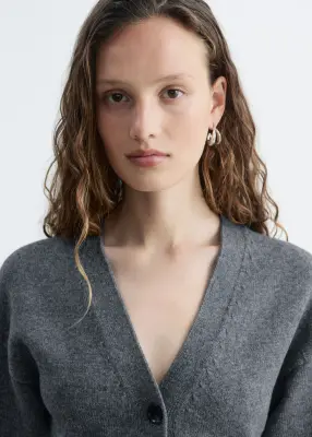 Cardigan cintré en maille - Gris foncé — photo 2