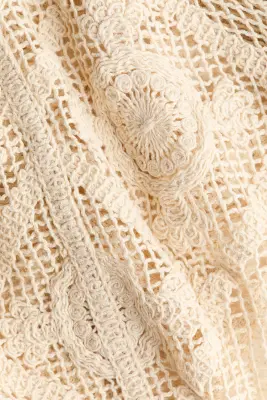 Top façon crochet avec manches volantées - Beige — photo 4