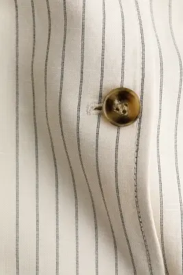 Robe blazer en lin mélangé - Crème/rayé — photo 4