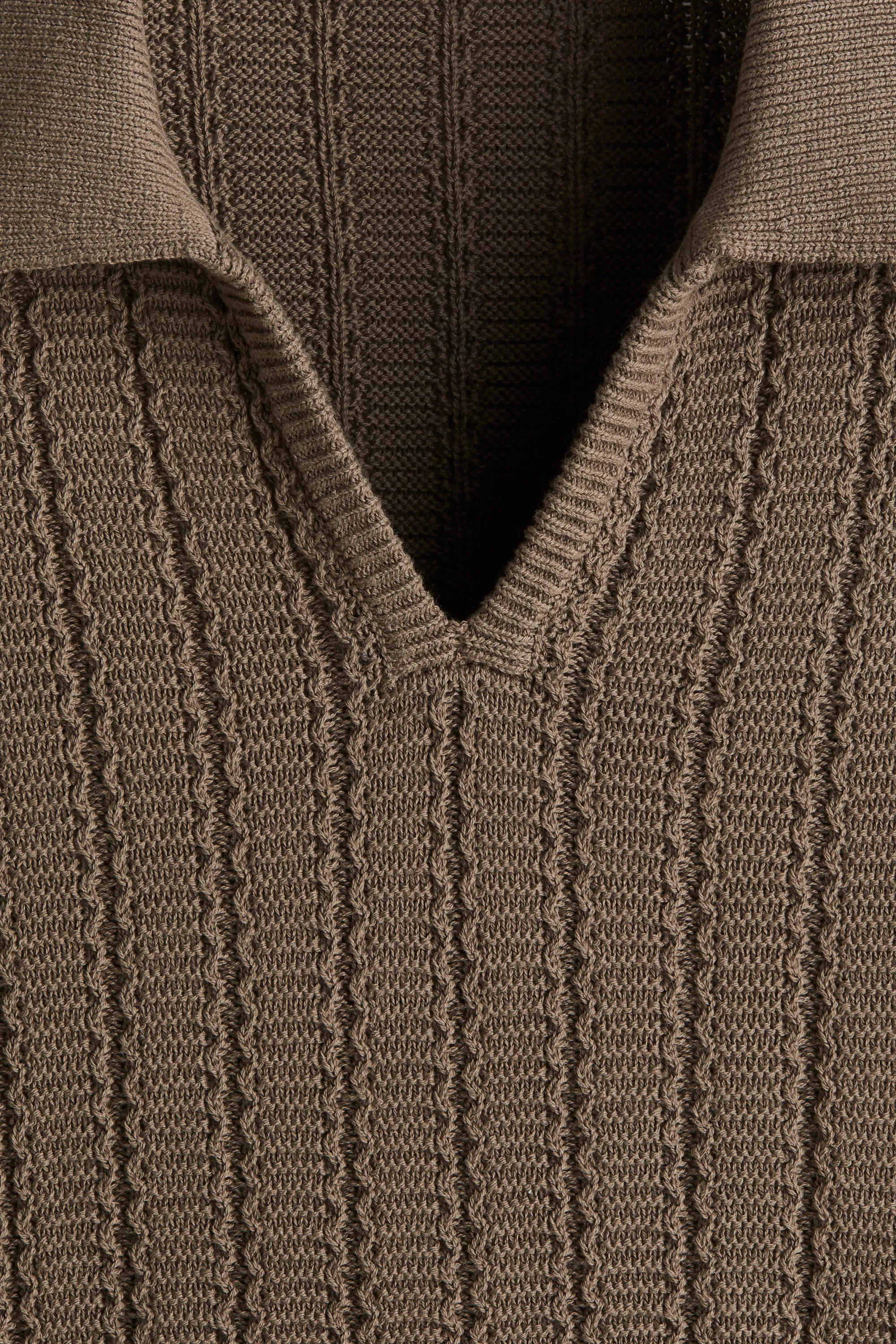 Polo Regular Fit en maille texturée - Beige foncé