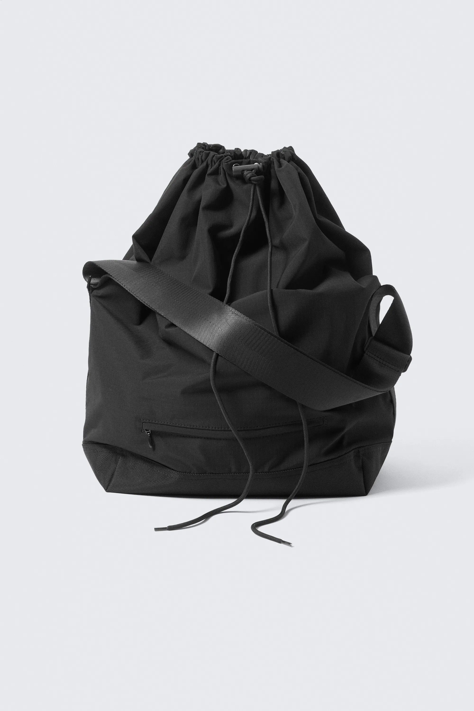 Sac bandoulière à cordon de serrage - Noir
