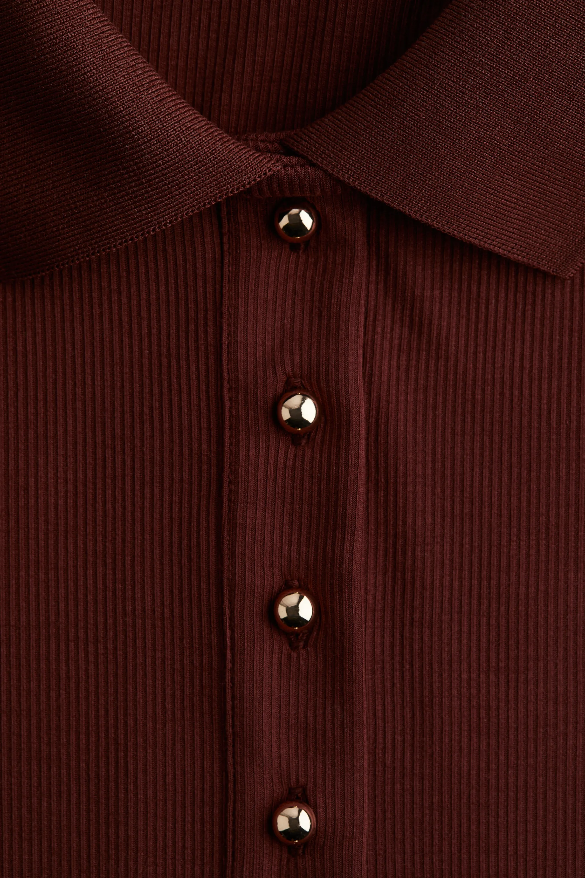Polo en maille côtelée - Bordeaux