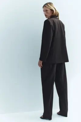 Pantalon chic en twill - Marron foncé/rayures tennis — photo 1