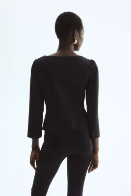 Blazer à encolure carrée - Noir — photo 3