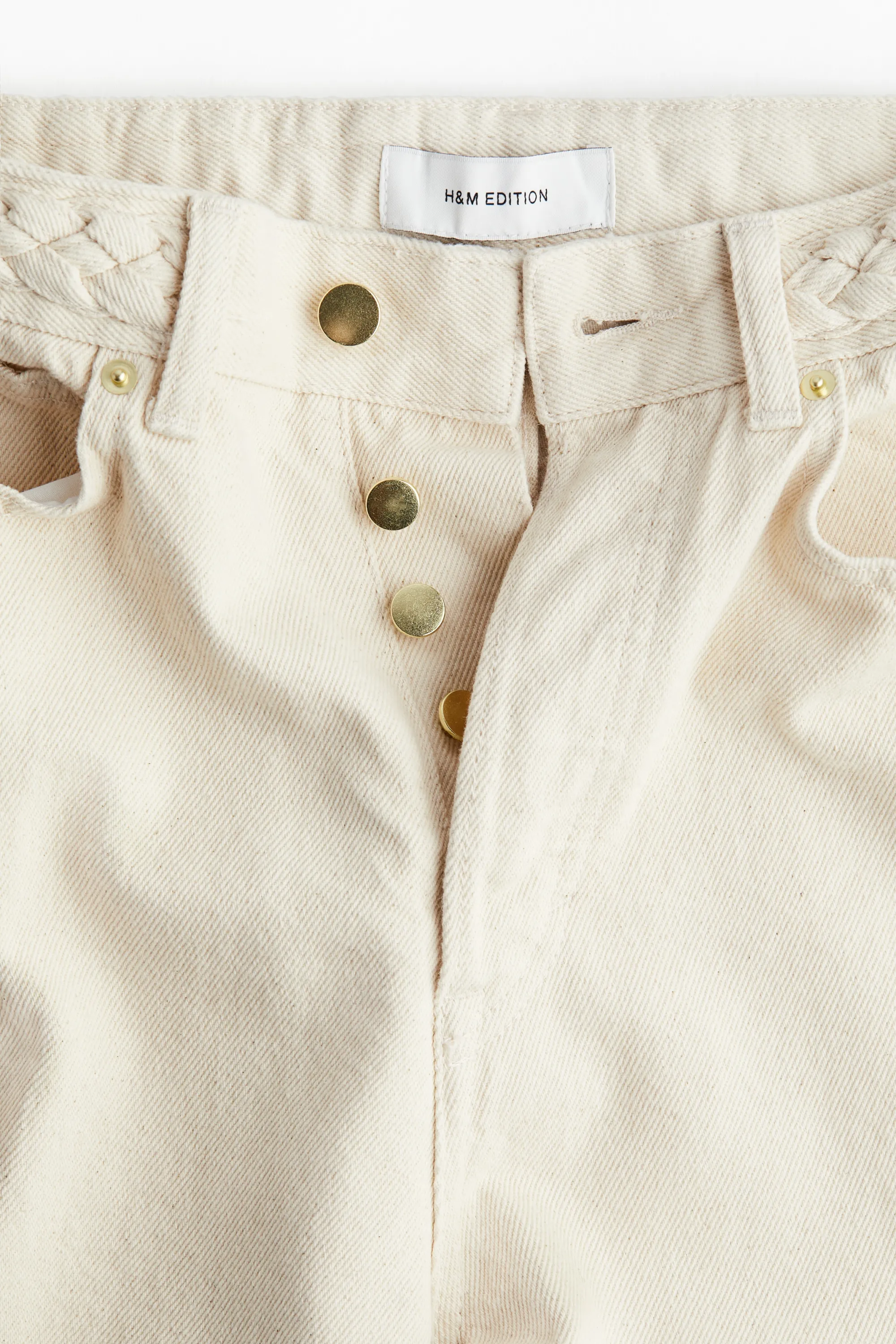 Jean large avec détail tressé - Beige clair