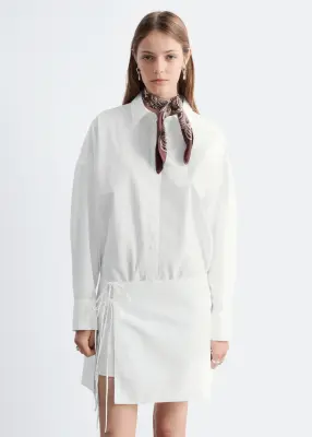 Robe-chemise courte à nouer - Blanc — photo 1