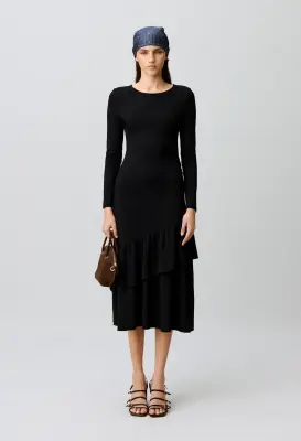 Robe moulante jersey volants