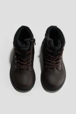 Bottines imperméables à lacets - Marron foncé — photo 1