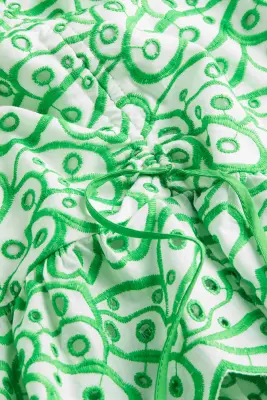 Jupe avec lien de serrage et broderie anglaise - Blanc/vert — photo 1