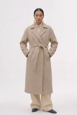 Manteau Leen en laine écrue chinée — photo 3