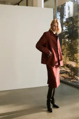 Veste avec col - Rouge foncé — photo 2