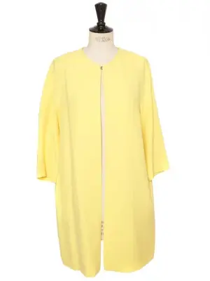 Veste mi-longue en crêpe jaune poussin Prix boutique 1400€ Taille 38 — photo 1