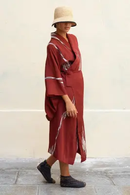 Manteau/Robe Kimono Upcyclé — photo 4