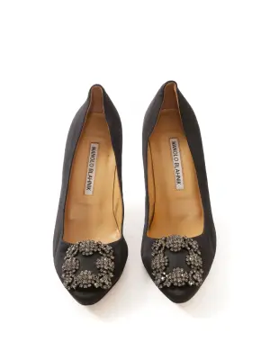 Escarpins HANGISI bijoux en satin noir Prix boutique 995€ Taille 36 — photo 4