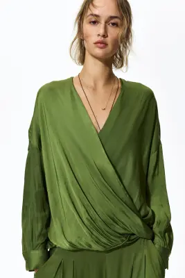 Blouse croisée - Vert olive — photo 2