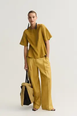 Blouse péplum - Jaune moutarde — photo 1