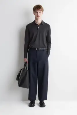 POLO SLIM EN LAINE MÉRINOS - GRIS ANTHRACITE CHINÉ — photo 1
