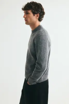 Pull Regular Fit à la finition brossée - Gris foncé chiné — photo 4