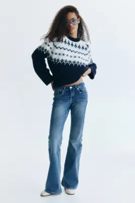 Flared Low Jeans - Bleu denim — photo 2