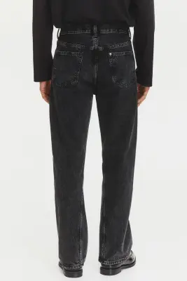 Jean Loose Straight à jambes tournantes - Noir denim — photo 2