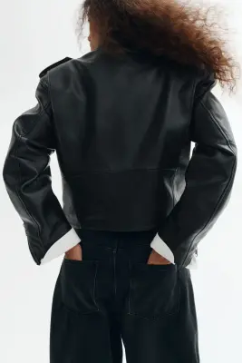 Veste de style motard en tissu enduit - Noir — photo 2