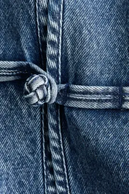 Veste en denim avec boutons noués - Bleu denim — photo 4