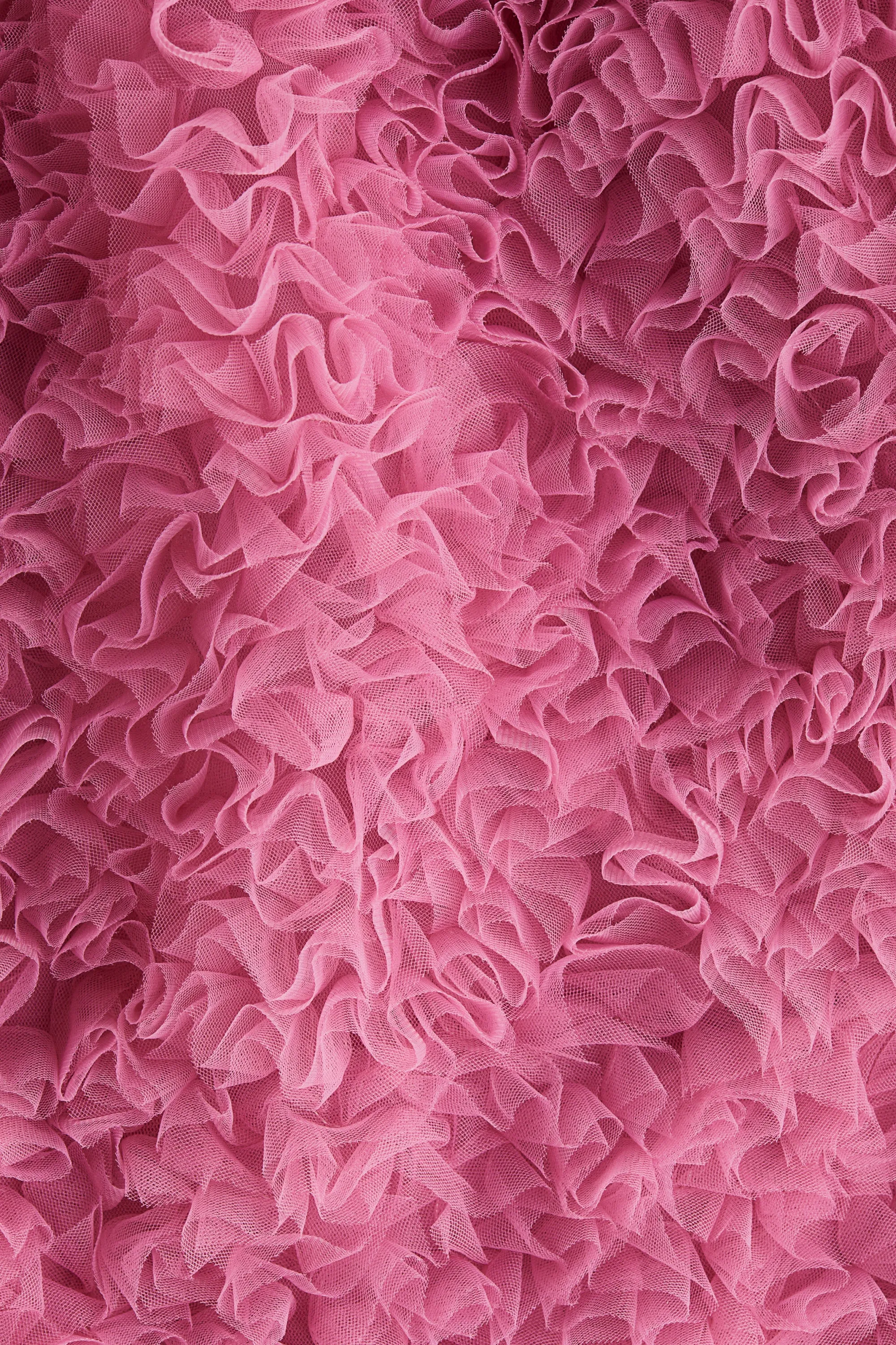 Robe ruchée en mesh - Rose foncé