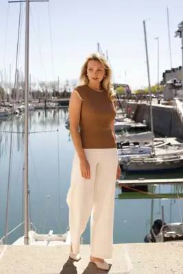Pamela Knit Top - Beige with cream — photo 3