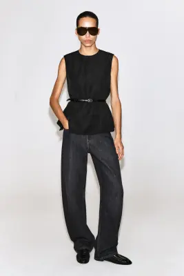 TOP PÉPLUM À PLIS - NOIR — photo 2