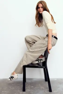 Barrel High Waist Jeans - Grège — photo 7