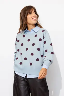 Pull à pois en maille compacte — photo 2