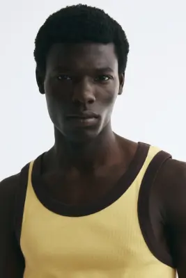 Débardeur Slim Fit en coton - Jaune — photo 1