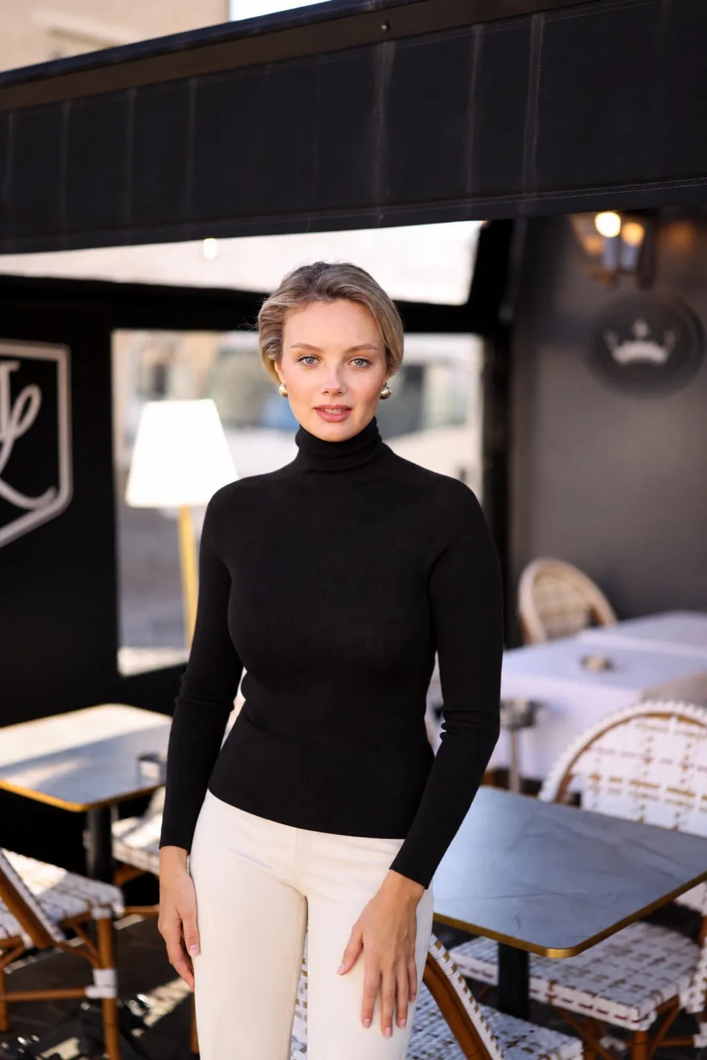 Garance Merino Wool Top - Black