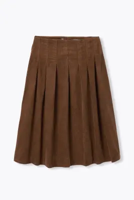 Jupe midi en velours côtelé