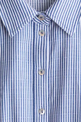 Robe chemise avec ceinture à nouer - Bleu/rayé — photo 4
