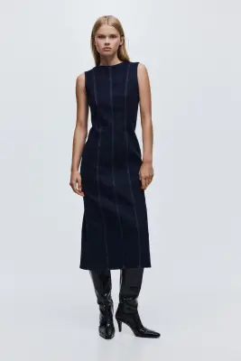 Robe sans manches en denim - Bleu denim foncé — photo 1
