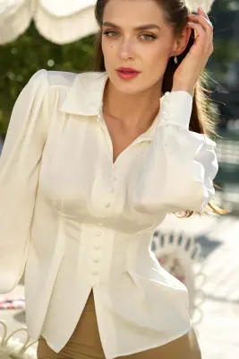 Posie Silk Blouse - Cream — photo 4